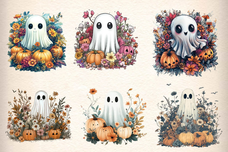 Halloween Ghost Clipart Bundle - CraftNest - Digital Crafting and Art