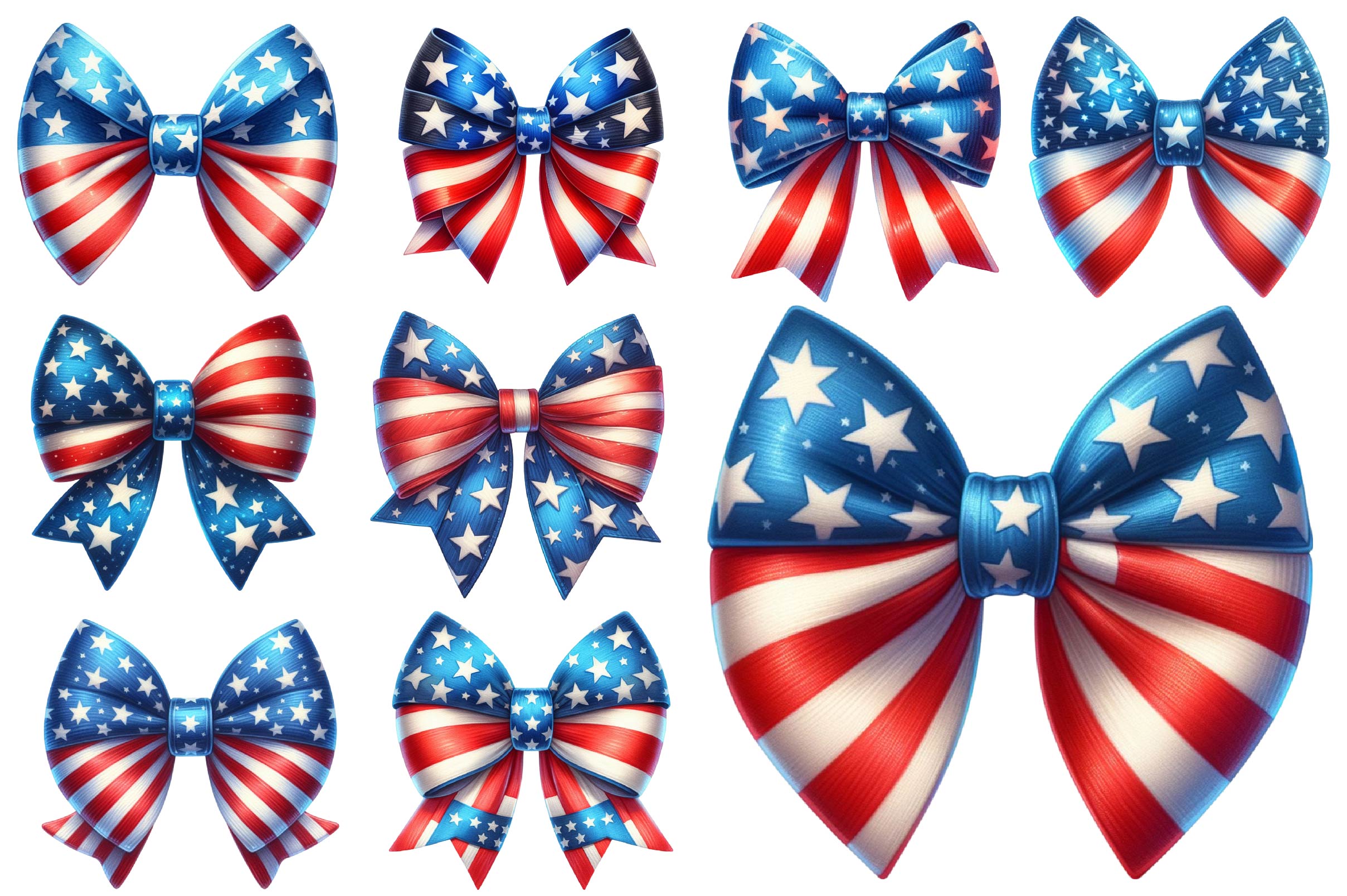 4th Of July Big Bow Ribbon Clipart Bundle - CraftNest - Digital Crafting and Art