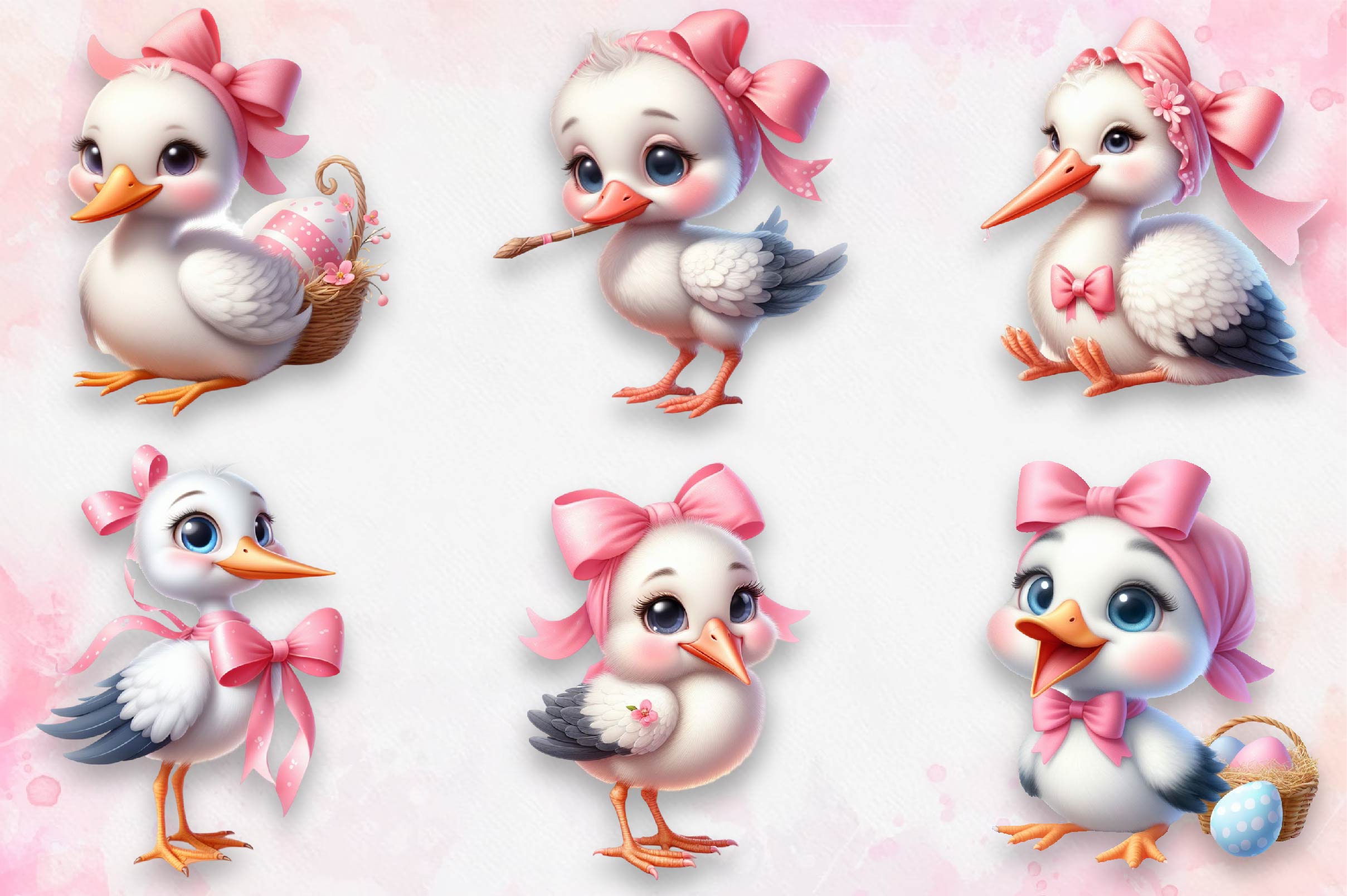 Mint Stork Baby Shower Clipart Bundle - CraftNest - Digital Crafting and Art