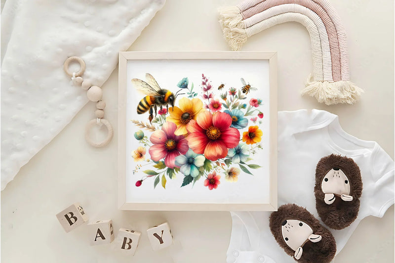 Floral Honey Bee Clipart Bundle - CraftNest - Digital Crafting and Art