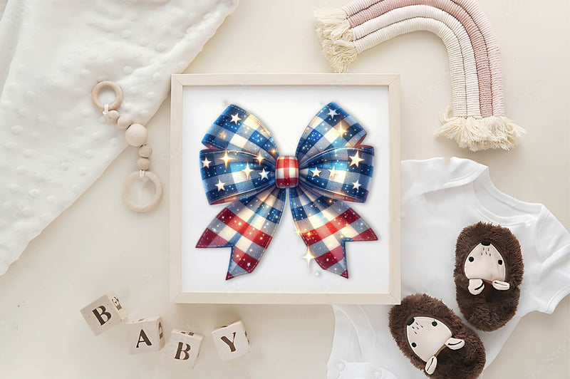 Gingham Patriotic Bow Clipart Bundle - CraftNest - Digital Crafting and Art