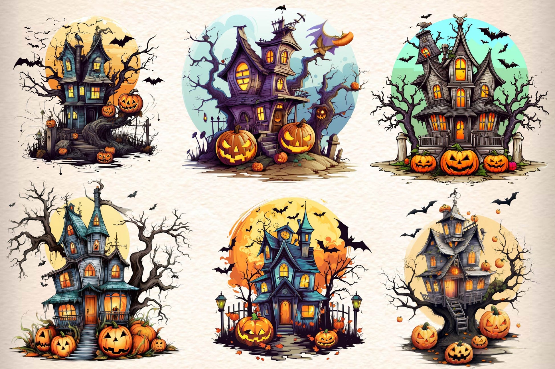 Scary Halloween Background Clipart Bundle - CraftNest - Digital Crafting and Art