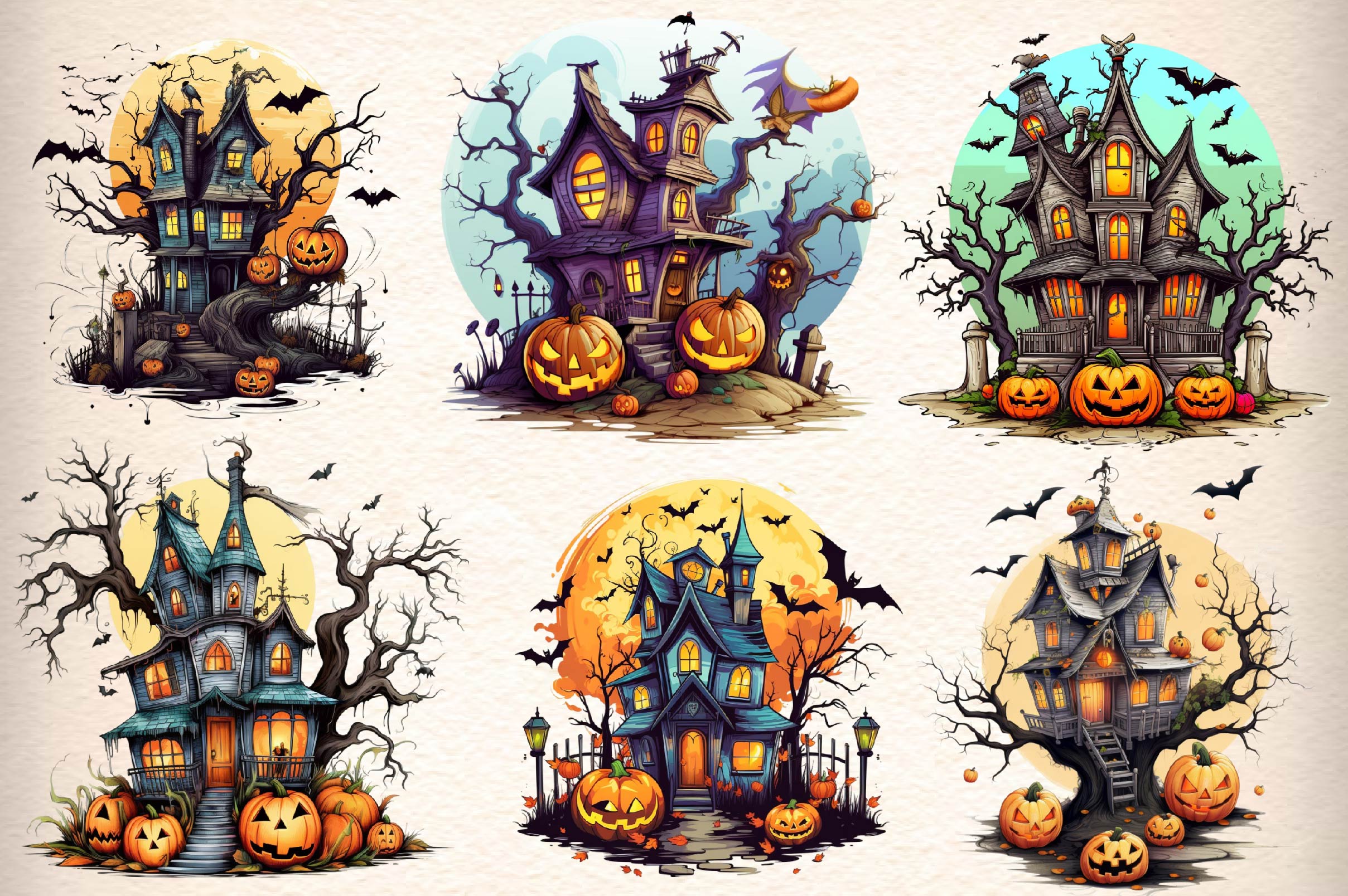 Scary Halloween Background Clipart Bundle - CraftNest - Digital Crafting and Art