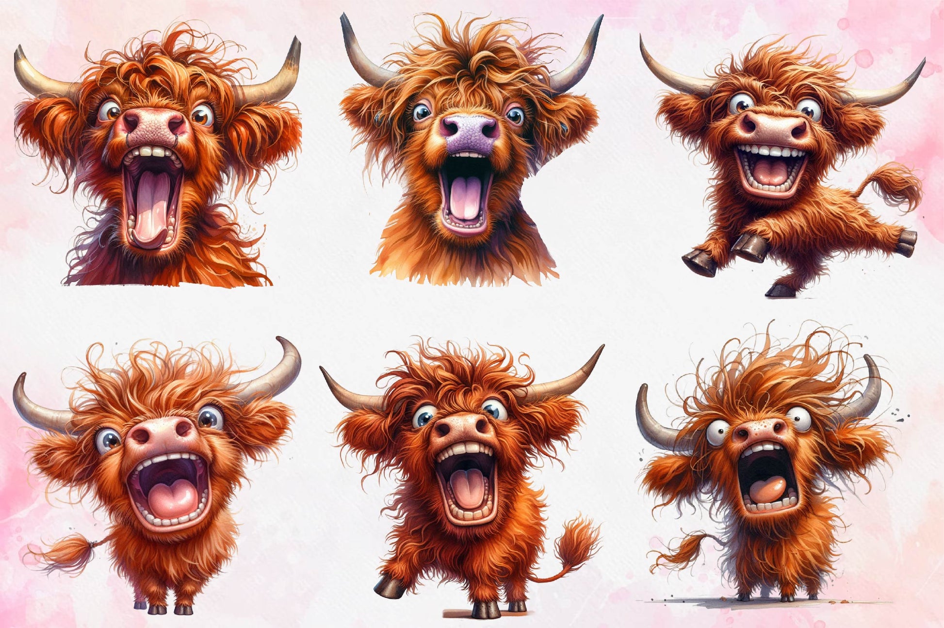 Highland Cow Clipart Bundle 1 - CraftNest - Digital Crafting and Art