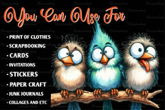 Funny Birds Watercolor Clipart Bundle - CraftNest - Digital Crafting and Art
