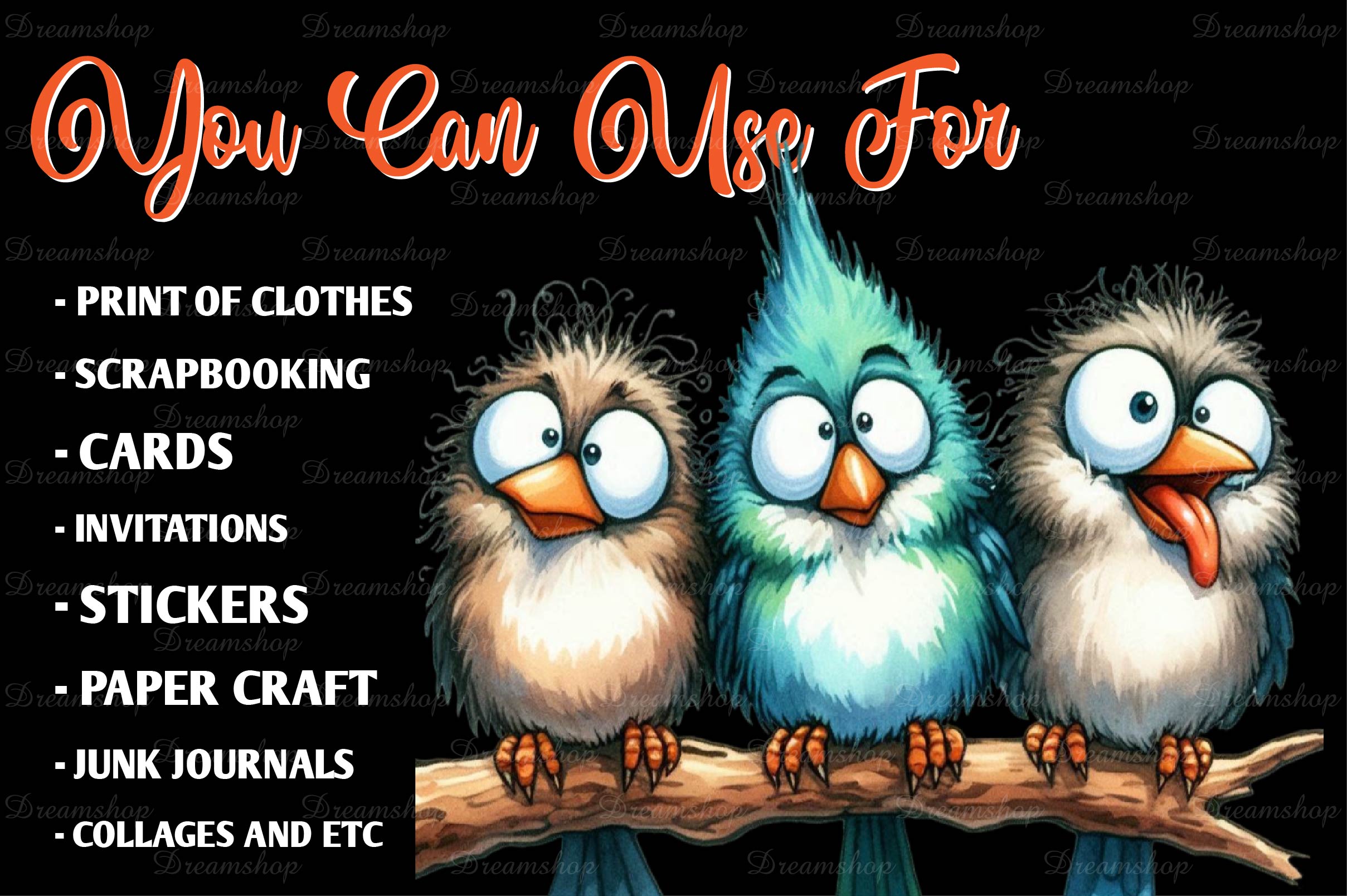 Funny Birds Watercolor Clipart Bundle - CraftNest - Digital Crafting and Art