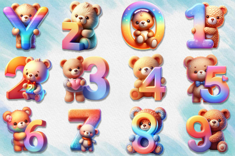 Teddy Bear Alphabet Clipart Bundle - CraftNest - Digital Crafting and Art
