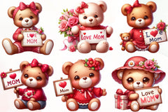 Mothers Day Bear Love Mum Clipart Bundle - CraftNest - Digital Crafting and Art