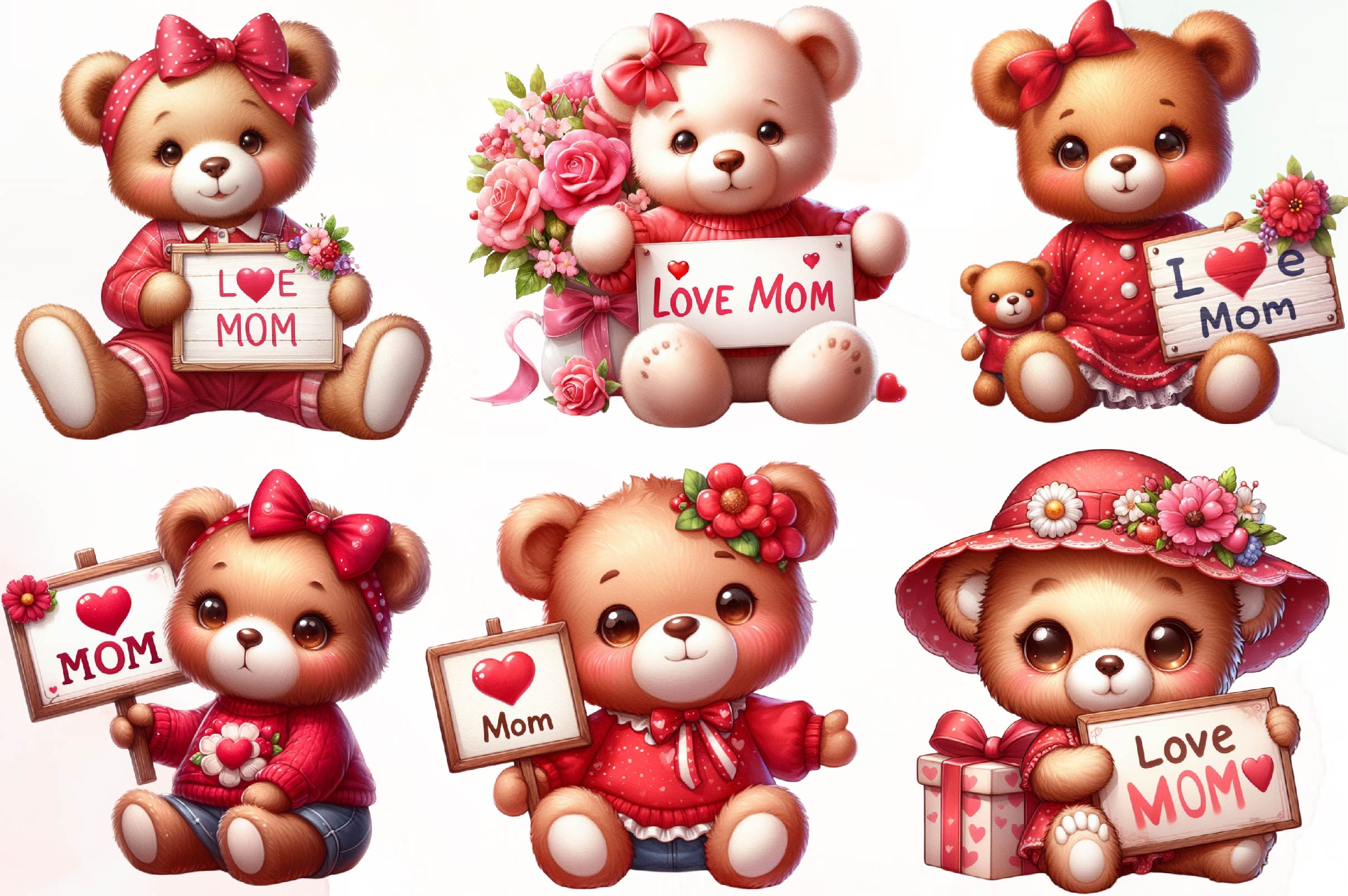 Mothers Day Bear Love Mum Clipart Bundle - CraftNest - Digital Crafting and Art