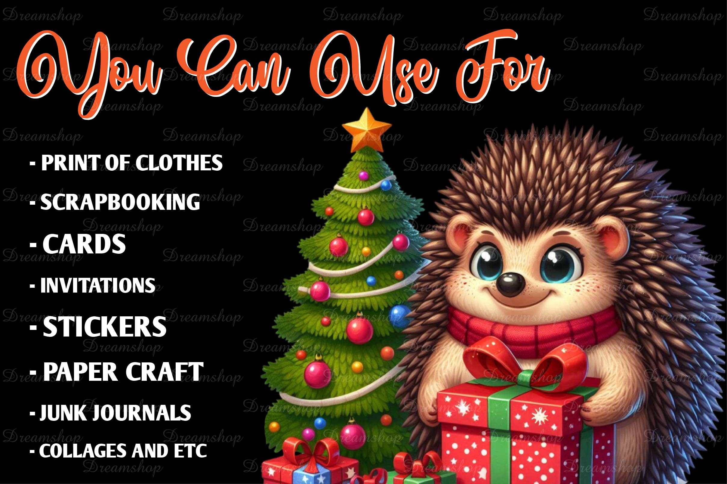Christmas Cute Hedgehog Clipart Bundle - CraftNest - Digital Crafting and Art