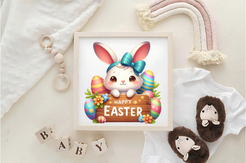 Happy Easter Bunny Sign Clipart Bundle - CraftNest - Digital Crafting and Art