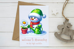 Green Christmas Snowman Clipart Bundle - CraftNest - Digital Crafting and Art
