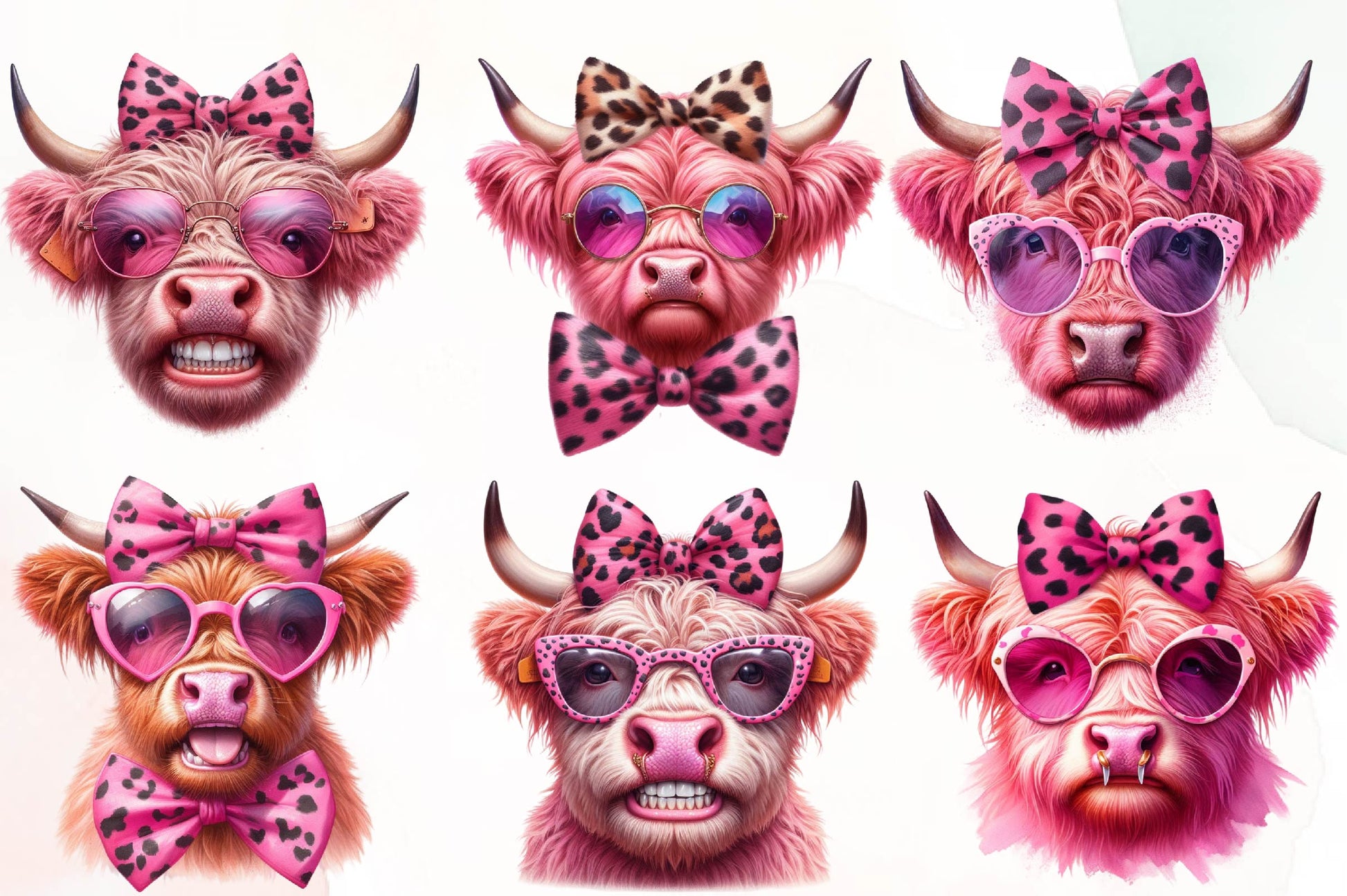 Pink Baby Highland Cow Clipart Bundle - CraftNest - Digital Crafting and Art