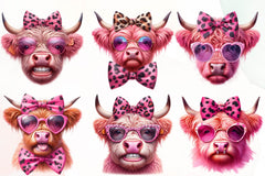 Pink Baby Highland Cow Clipart Bundle - CraftNest - Digital Crafting and Art