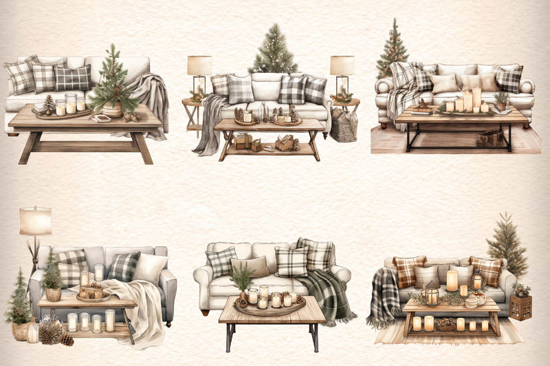 Cozy Living Room Clipart Bundle - CraftNest - Digital Crafting and Art