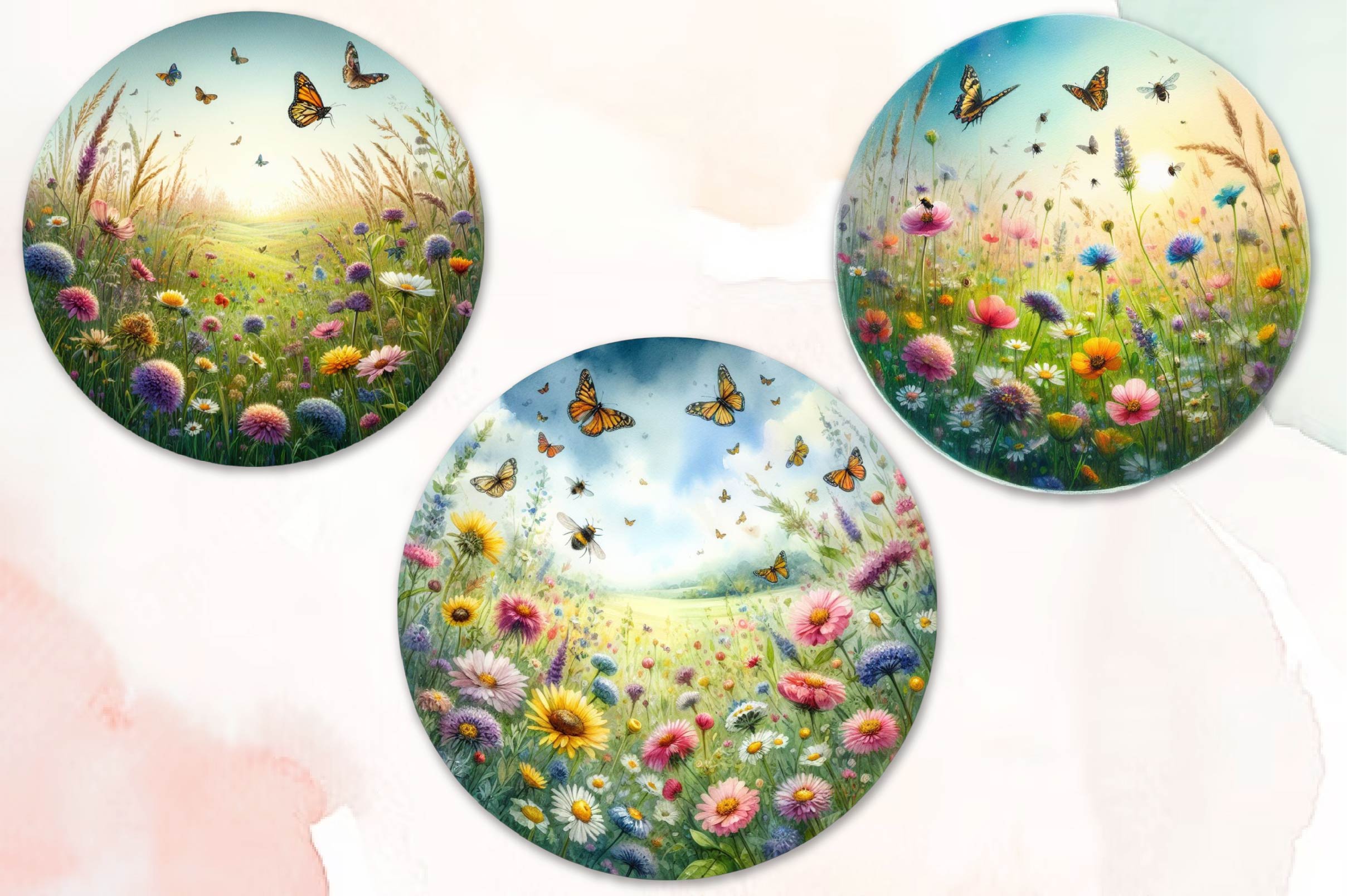 Wildflowers Round Design Clipart Bundle - CraftNest - Digital Crafting and Art