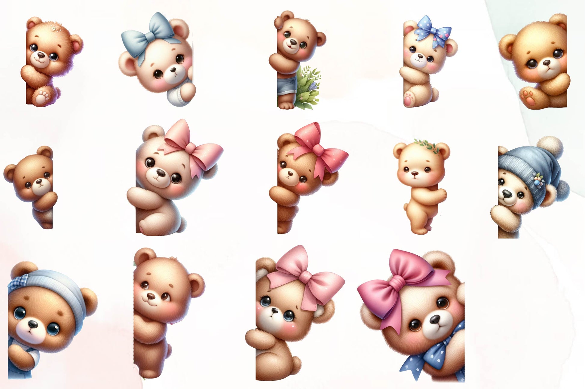 Bear Peeking Around Corner Clipart Bundle - CraftNest - Digital Crafting and Art