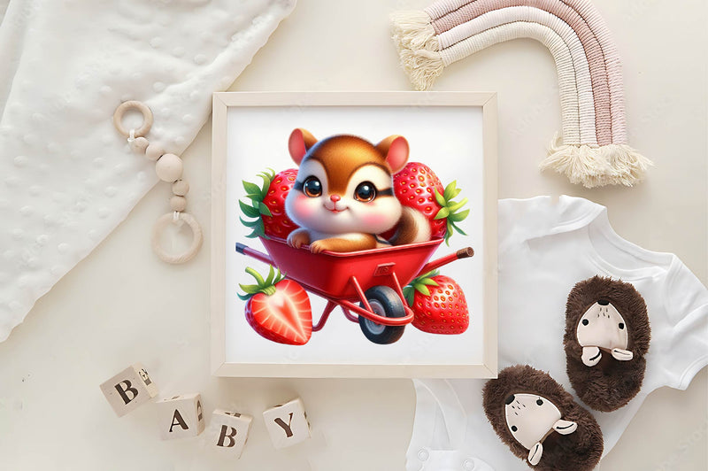 Cute Chipmunks Strawberry Clipart Bundle - CraftNest - Digital Crafting and Art