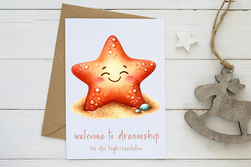Smiling Starfish Beach Clipart Bundle - CraftNest - Digital Crafting and Art