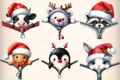 Christmas Peeking Out Zipper Clipart Bundle - CraftNest - Digital Crafting and Art