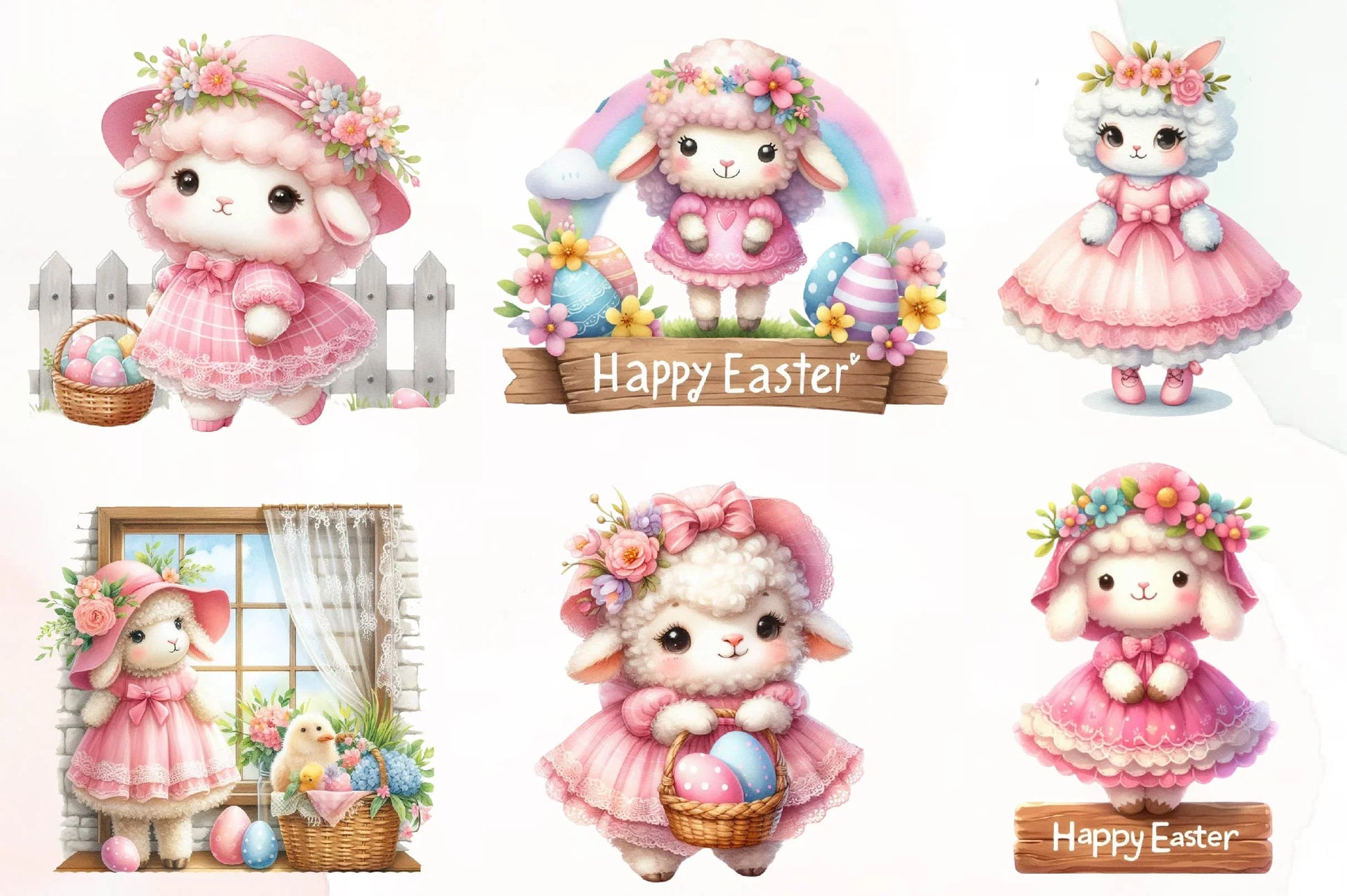 Easter Cute Easter Sheeps Clipart Bundle - CraftNest - Digital Crafting and Art