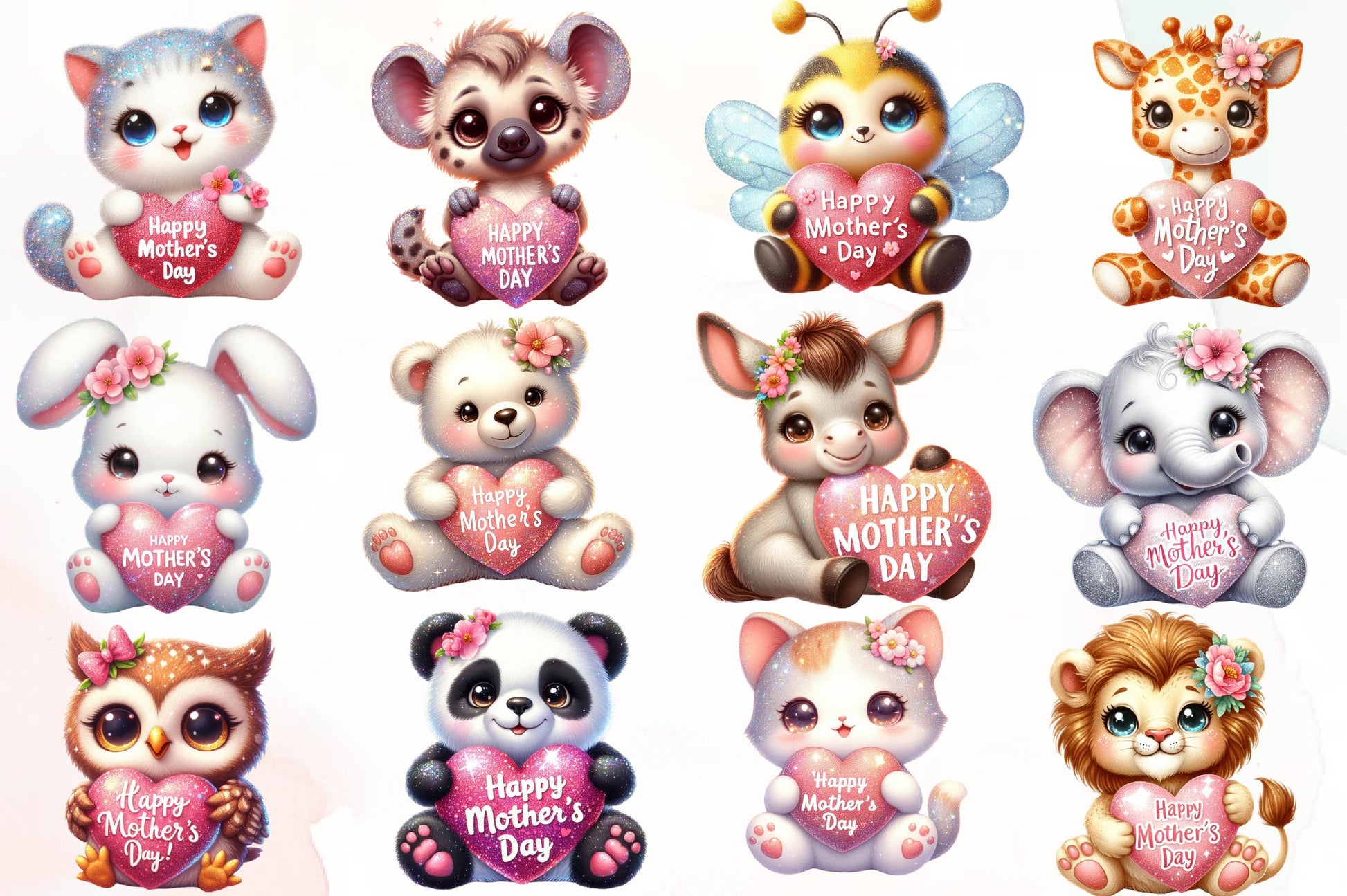 Cute Happy Mothers Day Animals Clipart Bundle - CraftNest - Digital Crafting and Art