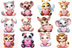Cute Happy Mothers Day Animals Clipart Bundle - CraftNest - Digital Crafting and Art