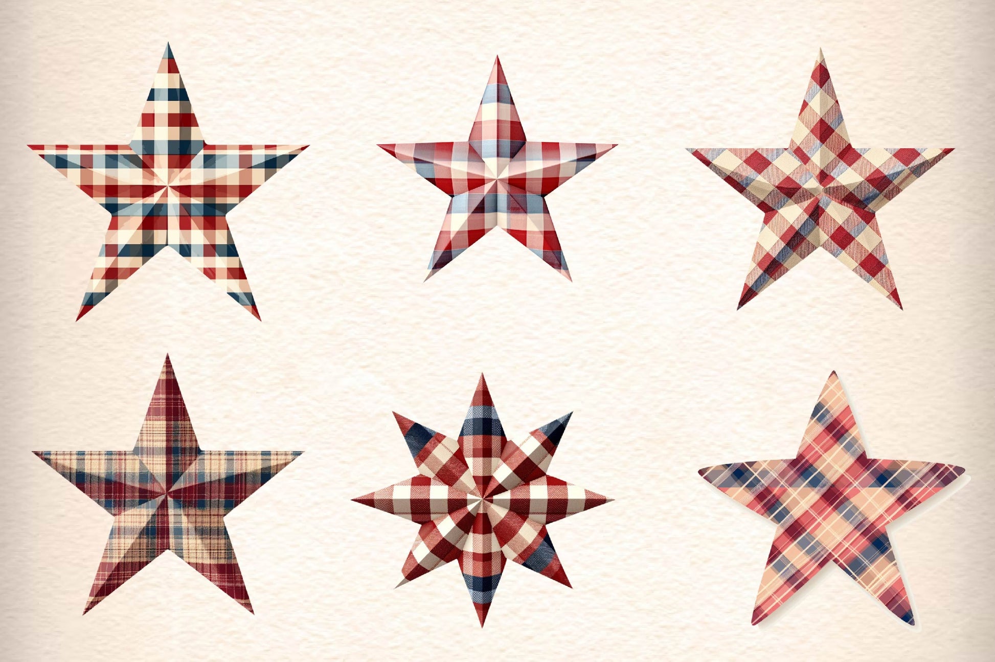 Americana Plaid Star Clipart Bundle - CraftNest - Digital Crafting and Art
