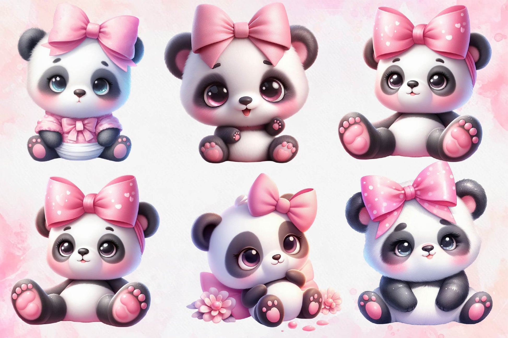 Pink Baby Panda Clipart Bundle - CraftNest - Digital Crafting and Art