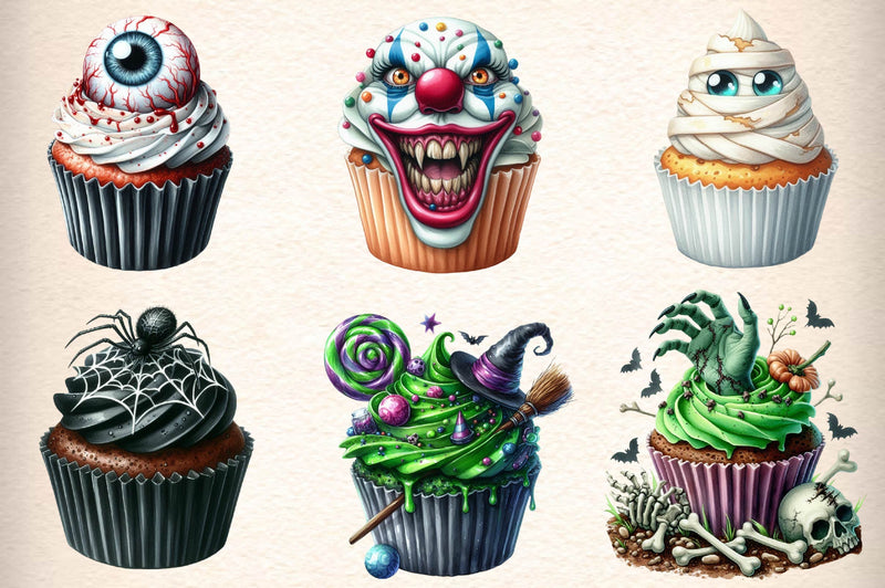 Scary Halloween Cupcake Clipart Bundle - CraftNest - Digital Crafting and Art