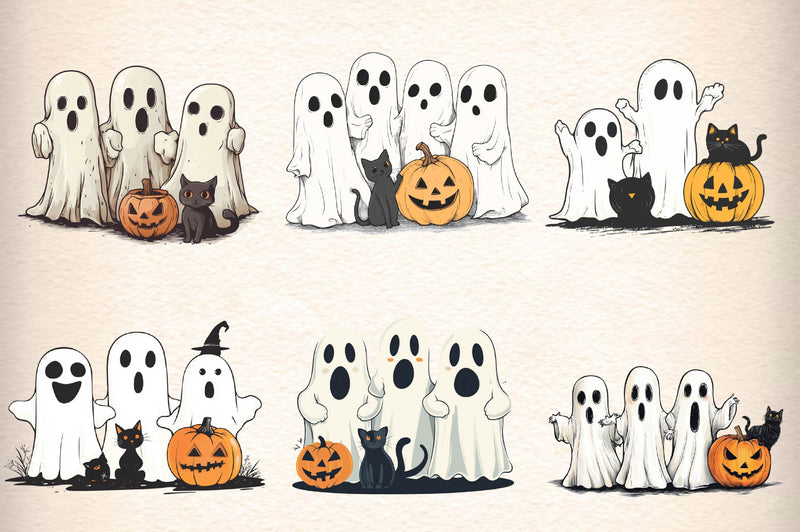 Funny Autumn Ghost Clipart Bundle - CraftNest - Digital Crafting and Art