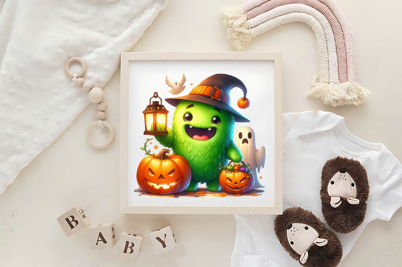 Halloween Little Green Monster Clipart Bundle - CraftNest - Digital Crafting and Art