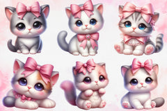 Pink Cute Cat Clipart Bundle - CraftNest - Digital Crafting and Art