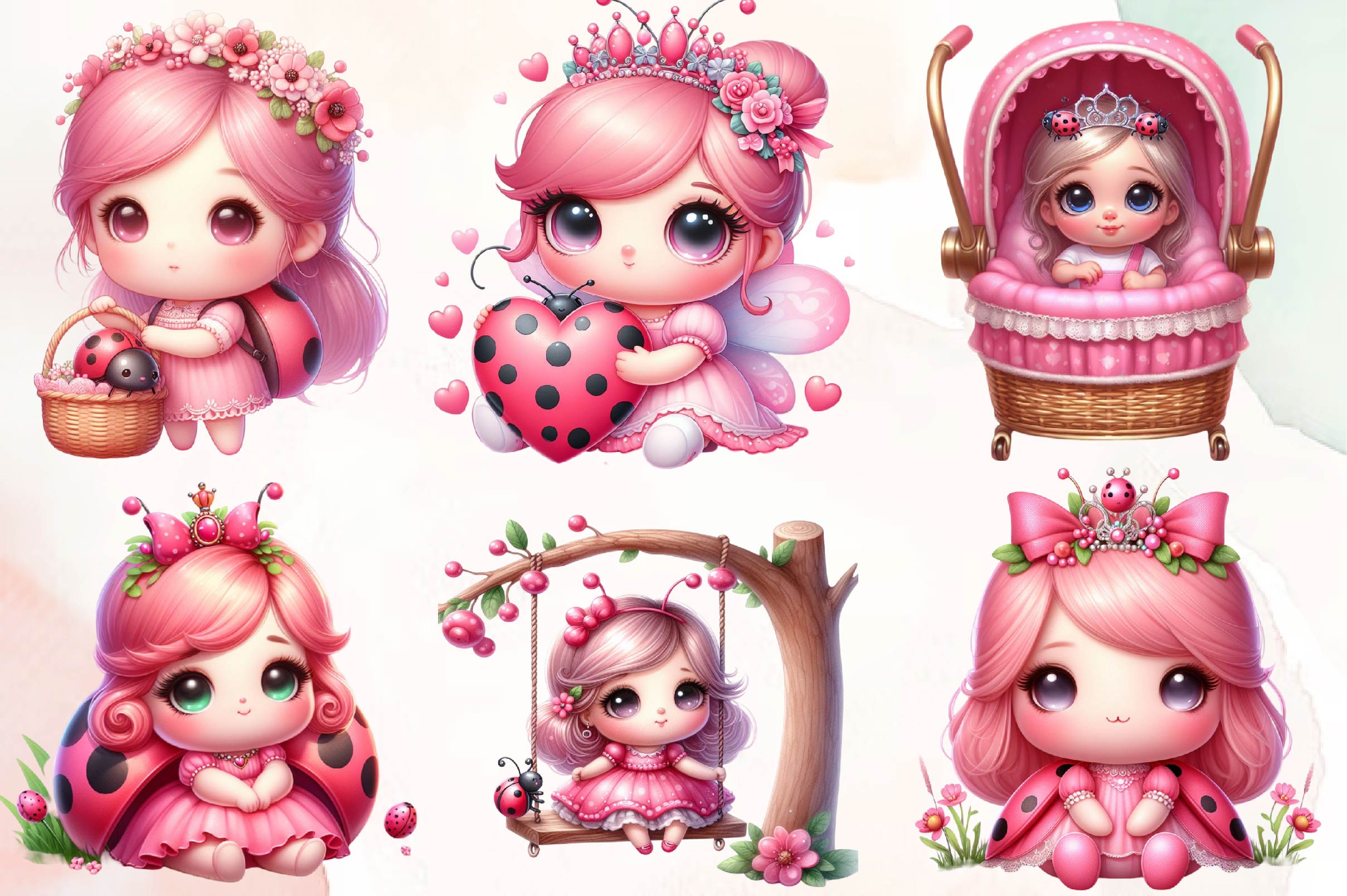 Cute Princess Ladybug Clipart Bundle - CraftNest - Digital Crafting and Art