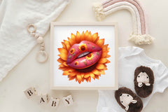 Watercolour Sunflower Lips Clipart Bundle - CraftNest - Digital Crafting and Art