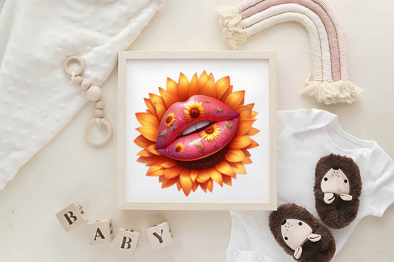 Watercolour Sunflower Lips Clipart Bundle - CraftNest - Digital Crafting and Art