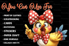 Polka Dot Chickens Bow Clipart Bundle - CraftNest - Digital Crafting and Art