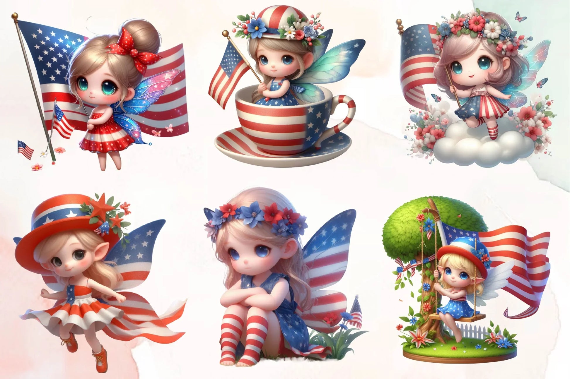 Patriotic Little Girl Clipart Bundle - CraftNest - Digital Crafting and Art