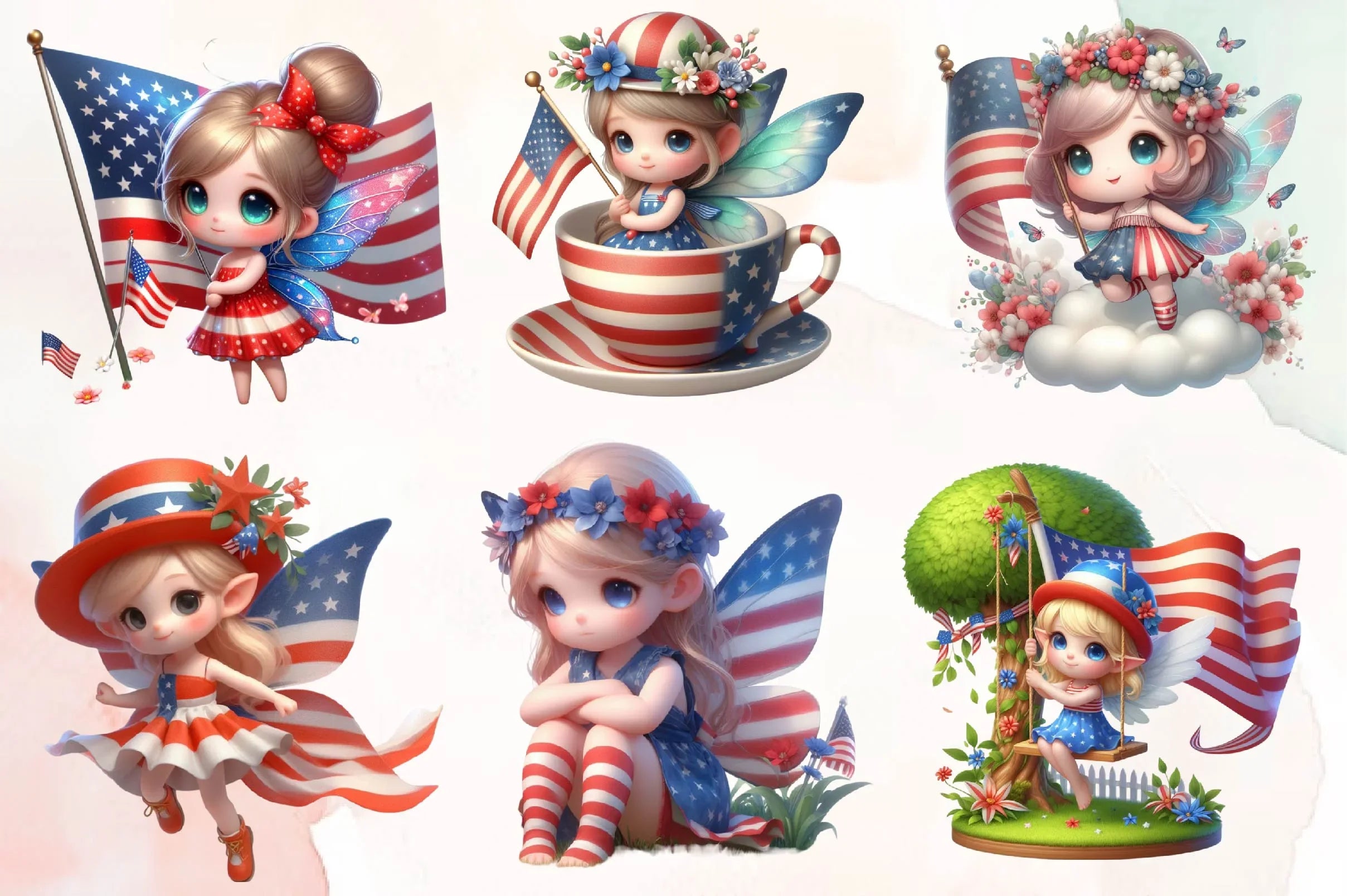 Patriotic Little Girl Clipart Bundle - CraftNest - Digital Crafting and Art