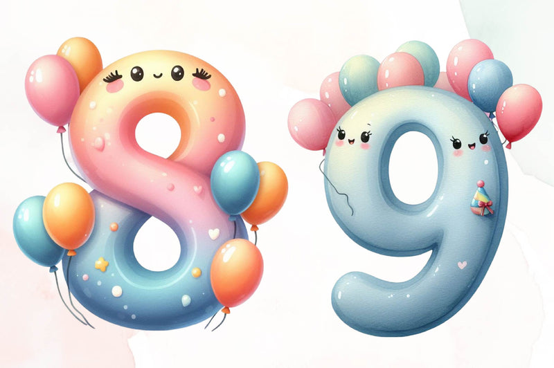 Happy Birthday Balloon Numbers Clipart Bundle - CraftNest - Digital Crafting and Art
