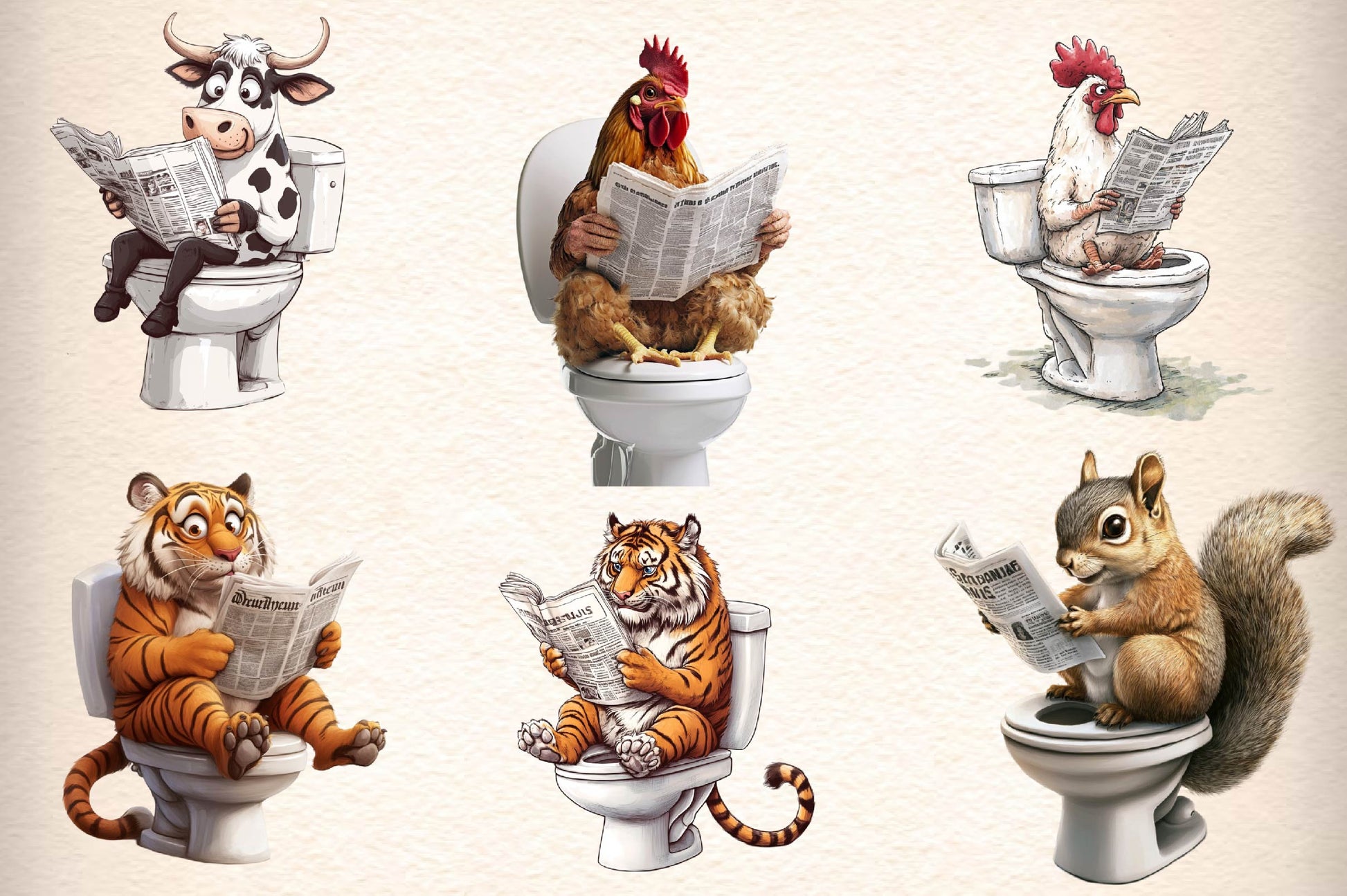 Funny Animal On Toilet Clipart Bundle - CraftNest - Digital Crafting and Art