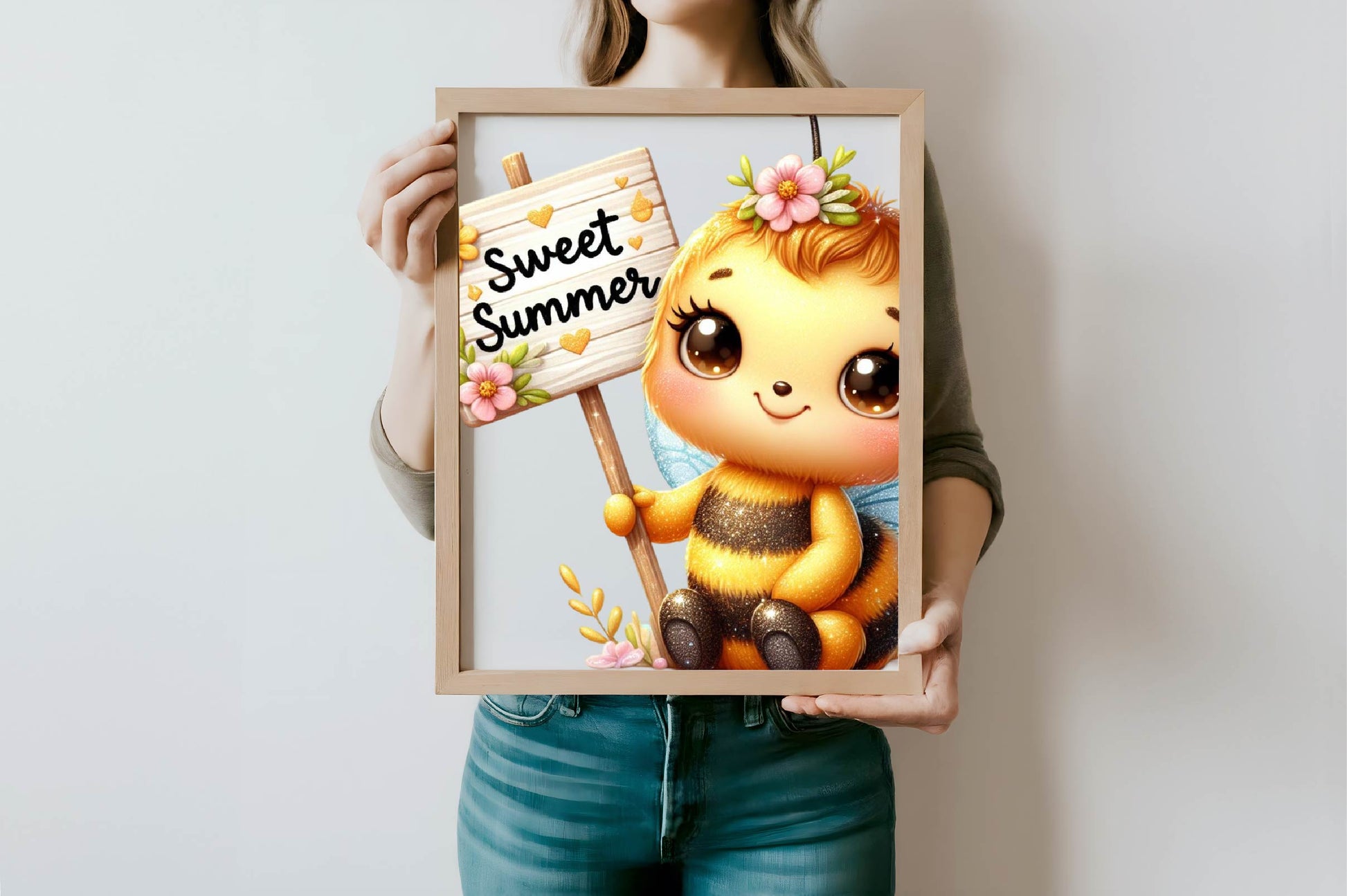 Bee With A Sign That Says Sweet Summer Clipart Bundle - CraftNest - Digital Crafting and Art
