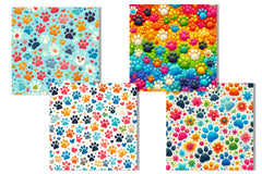 Colorful Paw Prints Backgrounds Clipart Bundle - CraftNest - Digital Crafting and Art