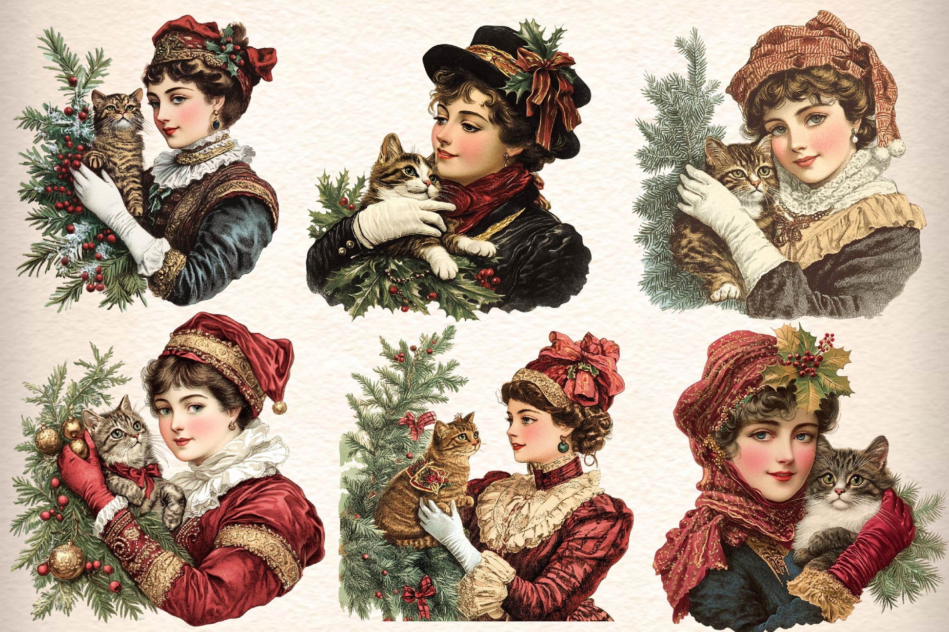 Christmas Victorian Woman Clipart Bundle - CraftNest - Digital Crafting and Art