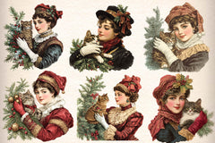 Christmas Victorian Woman Clipart Bundle - CraftNest - Digital Crafting and Art