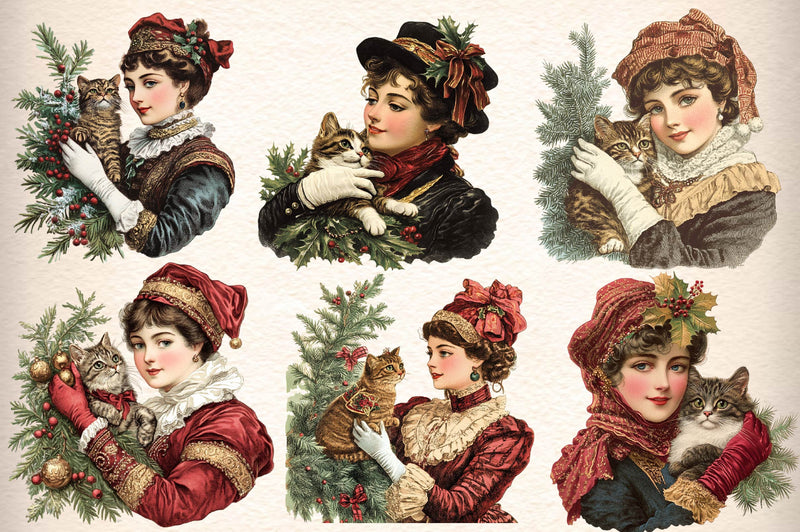 Christmas Victorian Woman Clipart Bundle - CraftNest - Digital Crafting and Art