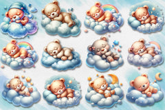 Sleeping Baby Teddy Bears Clipart Bundle - CraftNest - Digital Crafting and Art