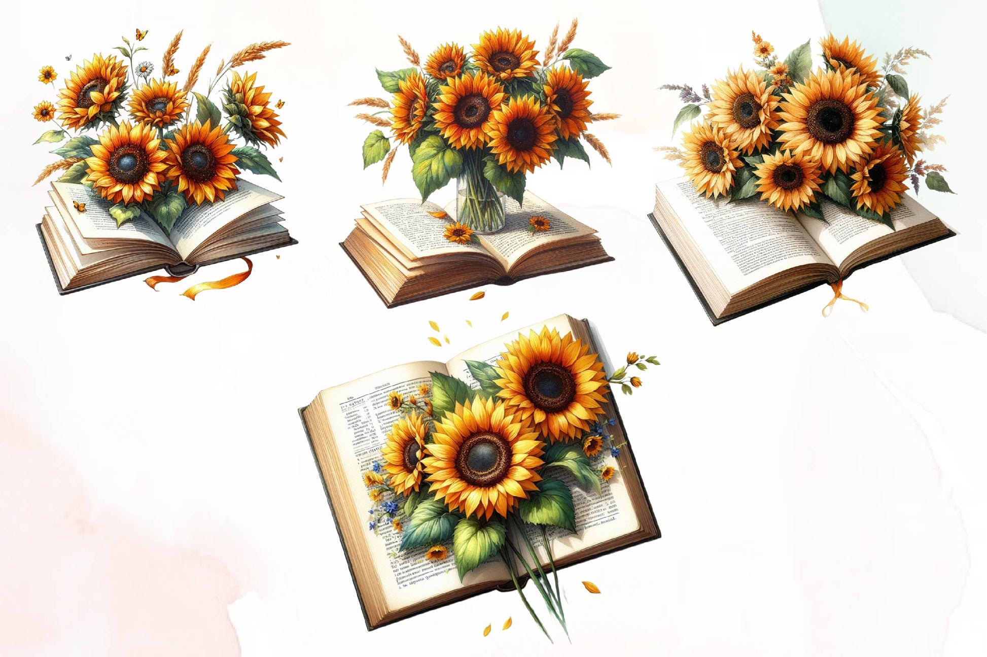 Sunflower Books Clipart Bundle - CraftNest - Digital Crafting and Art