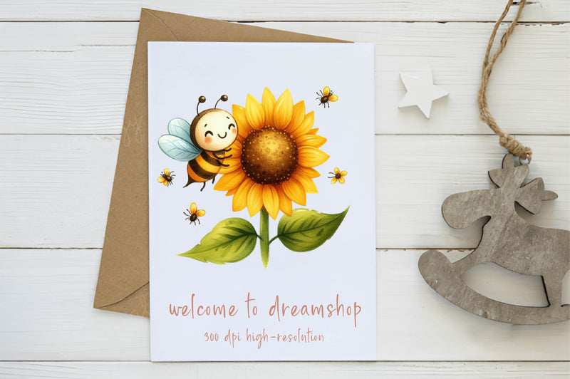Bee Buzzing Sunflower Clipart Bundle - CraftNest - Digital Crafting and Art