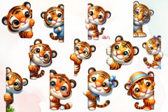 Tiger Peeking Around Corner Clipart Bundle - CraftNest - Digital Crafting and Art